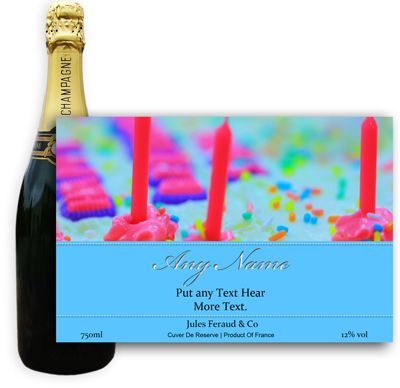 Buy Personalised Champagne - Cake & Candles Label